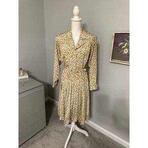 Schrader Sport Two Tone Tan Pleated Vintage Dress